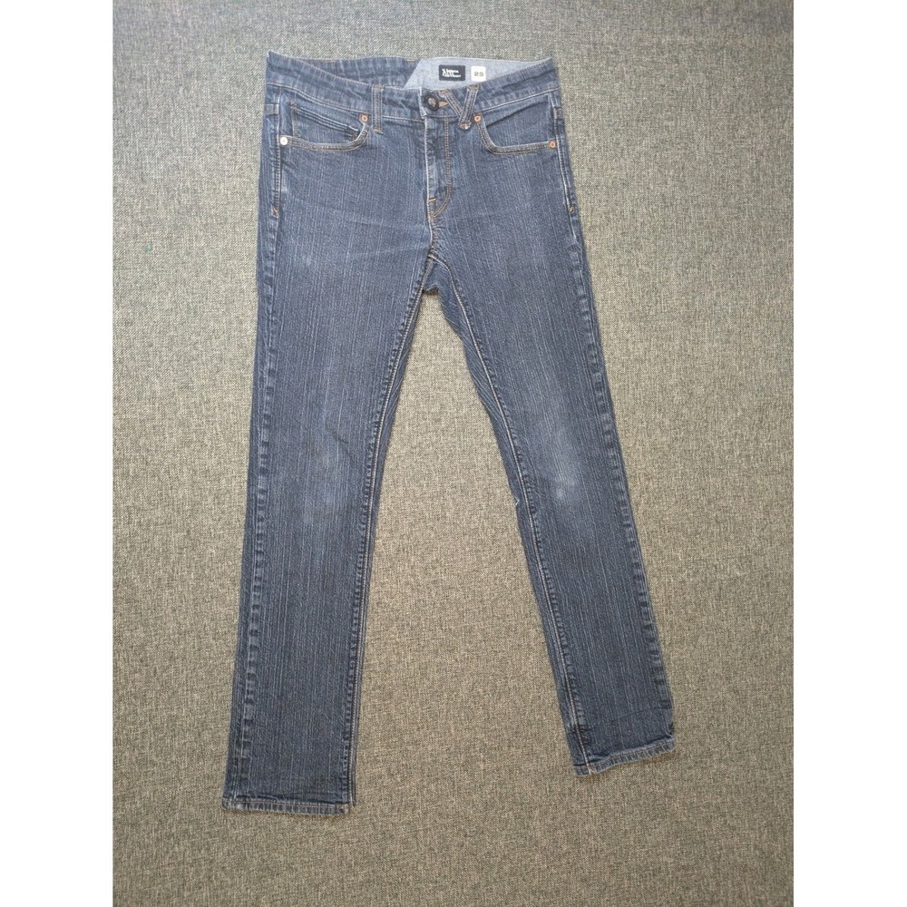 Volcom Jeans Women's Vorta Slim Straight Size 29 Blue Dark Wash Denim Logo Pants